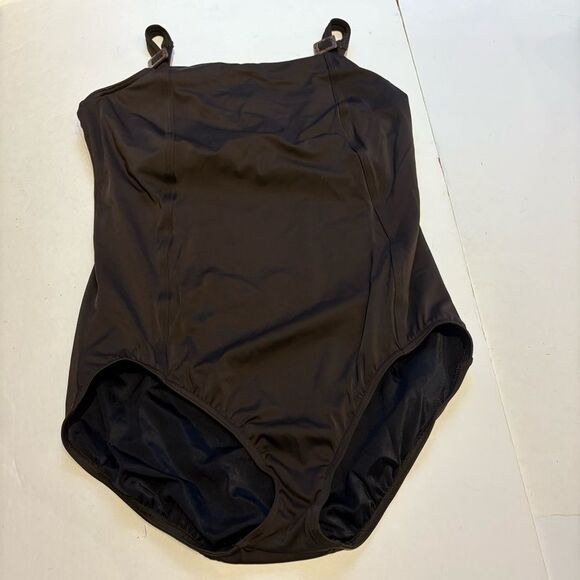 Lands' End Women's One Piece Classic Dark Brown Swimsuit Size 18 - Picture 1 of 11